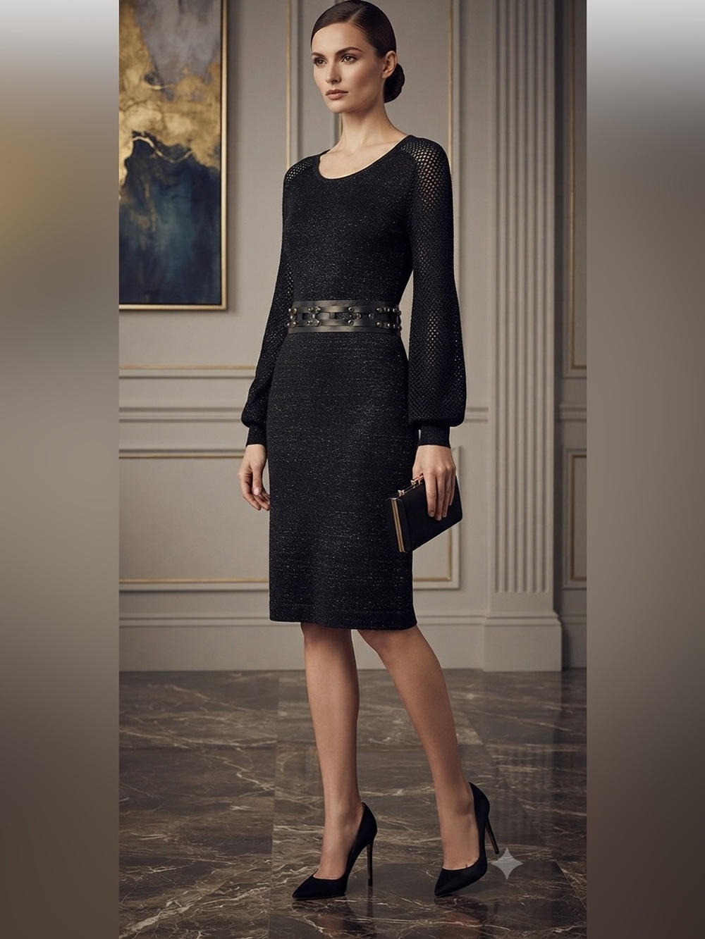 Marc By Marc Jacobs black bishop sleeve knit dress